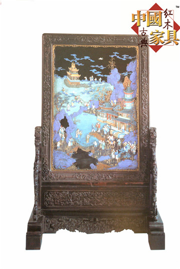 5、紫檀嵌牙點(diǎn)翠群仙祝壽插屏