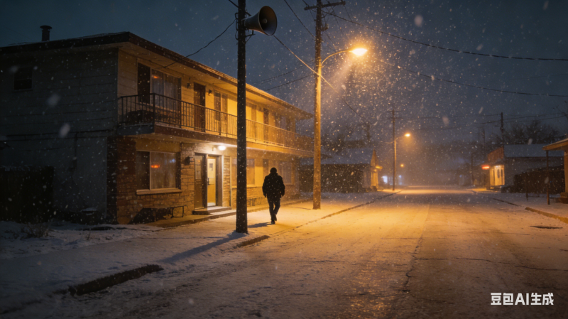 晚飯后小鎮(zhèn)的雪景